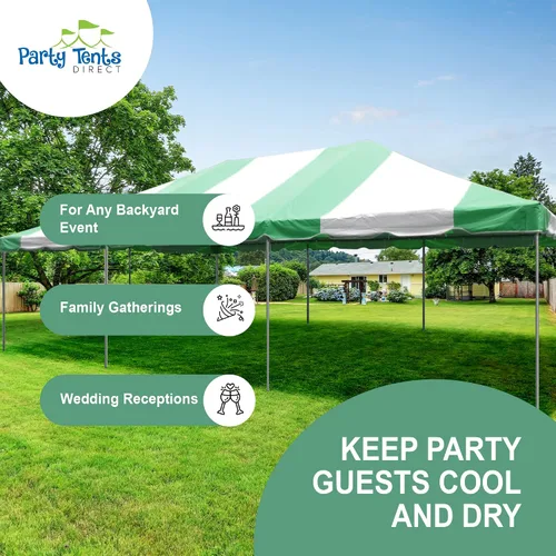 Miniatura 4 de Party Tents Direct Carpa para Fiesta de 20x30 - Marco de Acero - Gazebo al Aire Libre, Pabellón, Sombrilla para Sol, Refugio para Acampada - Verde