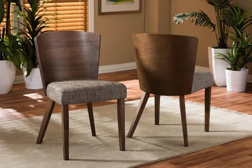 Miniatura 2 de Baxton Studio Silla de comedor moderna de madera de gorrión, marrón, juego de 2, 20.62 pulgadas de largo x 22 pulgadas de ancho x 31.25 pulgadas