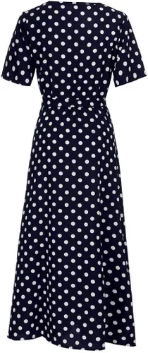 Miniatura 4 de Sunkessety - Vestido largo de verano con cuello redondo y manga corta con cinturón, elegante para fiesta