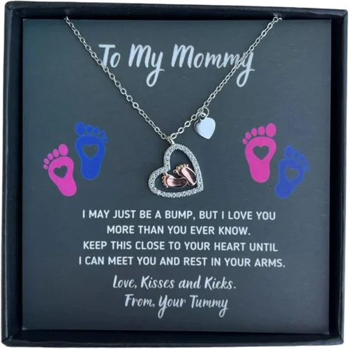 Collar de joyería de pies de bebé, regalos para mamá por primera vez, collar para mamá a mi mamá, regalos para mujeres embarazadas, mamá futura ser