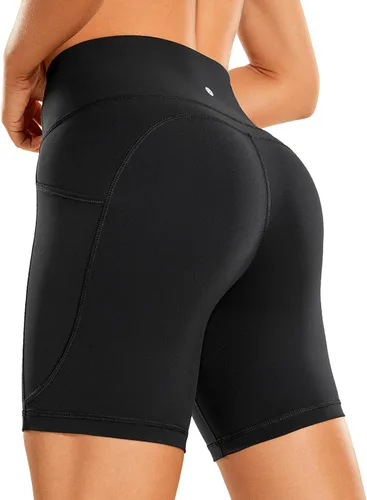 CRZ YOGA Pantalones cortos de ciclista cepillados con sensación de desnudez para mujer de 6 a 8 pulgadas, cintura alta, mate, para entrenamiento,