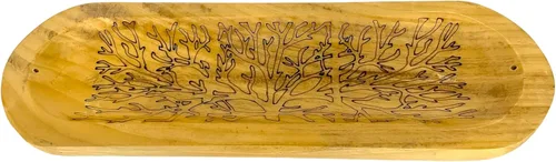 Miniatura 4 de Govinda - Quemador de incienso, soporte para cenizas de madera, hecho a mano, regalo moderno, decoración del hogar, tamaño 12 x 4 pulgadas, diseño 7