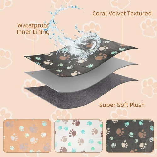 Miniatura 4 de YUEPET Mantas impermeables de conejillo de indias, lavables, paquete de 3 forros de forro polar para animales pequeños, funda de almohadilla suave