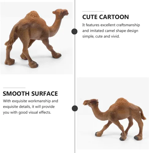 Miniatura 6 de Kisangel - Figura realista de camello de 4.33 pulgadas, juguete de animales del desierto de vida silvestre caqui, figura de juego educativo