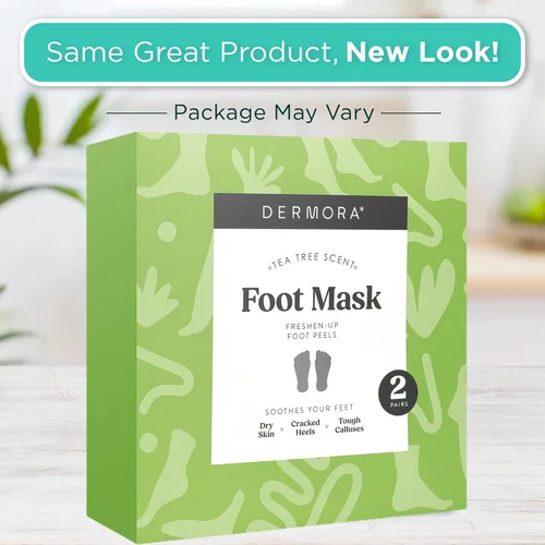 Miniatura 3 de DERMORA Mascarilla exfoliante para pies, pies secos y agrietados, callo, removedor de piel muerta, pies suaves para bebés, aroma a árbol de té