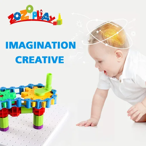 Miniatura 2 de ZOZOPLAY Juguete de aprendizaje STEM – 170 piezas de engranajes de ingeniería creativa y bloques de construcción de construcción, juguetes