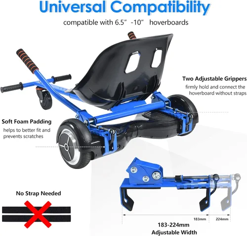 Miniatura 2 de Hishine Accesorio de asiento para aeropatineta para aeropatinetas de 6.5 a 10 pulgadas, kit de conversión de Go Kart, accesorio para scooters de Azul