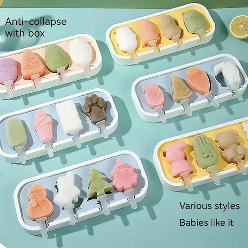 Miniatura 5 de Juego de 3 moldes para paletas, 4 piezas, moldes para hacer helados, accesorios de cocina congelados, fácil liberación, leche materna, reutilizable