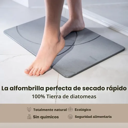 Miniatura 4 de TOSORO - Tapete de baño de piedra de tierra de diatomeas, antideslizante, súper absorbente, tapete de baño de piedra de diatomita para el suelo