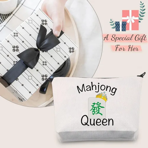 Miniatura 6 de JXGZSO Mahjong Queen Lucky Bag Game Tiles Travel Storage Mahjong Juego de mesa con cremallera, regalo para los amantes de Mahjong, Reina de Mahjong