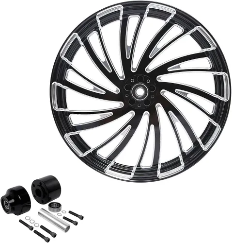 TCMT Llanta de rueda delantera de 26 pulgadas, buje de rueda de un solo disco apto para Harley Touring modelos no ABS/ABS Road King Electra Street