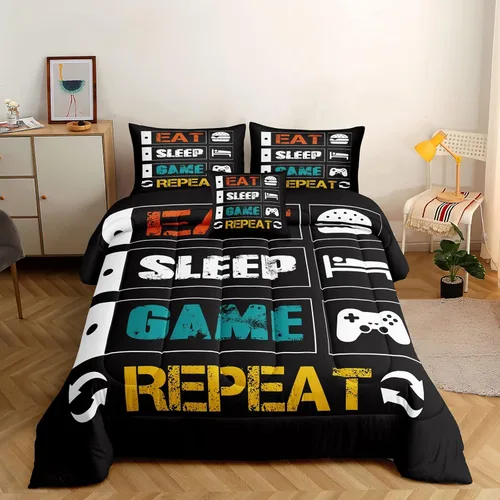 Miniatura 7 de ROWADALO Juego de Ropa de Cama Gaming de 5 Piezas para Niños Gamer Juego de Edredón Tamaño Twin, Edredón de Control de Juego para Niños Kids 5