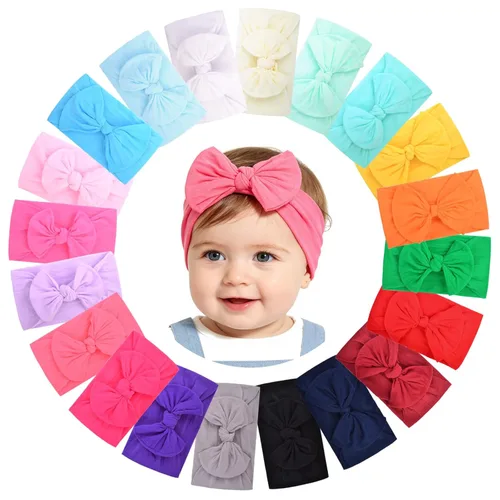 Miniatura 10 de jollybows 12 diademas de nailon para bebés con lazo elástico para niñas, recién nacidos, niños pequeños, accesorios para el cabello, juego de 6- Luz