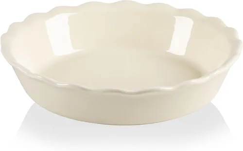 Sweejar - Molde para tartas de cerámica para hornear, bandeja redonda de 10 pulgadas para cena, plato para tartas antiadherente con borde suave