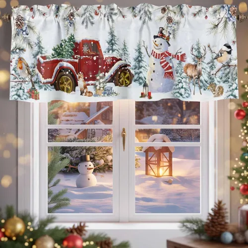 Miniatura 9 de Autumn Home - Cortina de cenefas para cocina, cafetería, corona de hojas de arce, cenefa de ventana de hojas de otoño, 1 panel de cortinas cortas