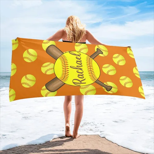 Miniatura 15 de Toalla de playa personalizada con diseño de pelotas de fútbol divertidas con nombre, toallas de piscina de viaje de microfibra personalizadas de 2
