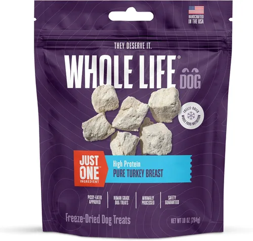 Whole Life Dog Just One - Golosinas liofilizadas para perros, alimentos liofilizados de grado humano, alimentos ricos en proteínas, aperitivos de