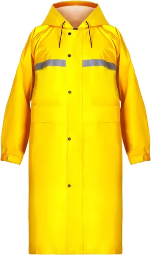 Coralrain Impermeable largo con capucha de seguridad, impermeable, chaqueta de lluvia de emergencia, poncho para hombres, mujeres y adultos