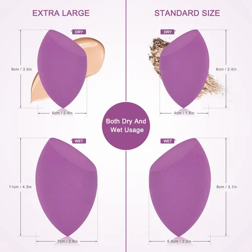 Miniatura 4 de OtNiap Esponjas de belleza de maquillaje extra grandes XL - El producto contiene: 1 pequeño (3.1 in) 1 extra grande (4.3 in) y 2 soportes de esponja