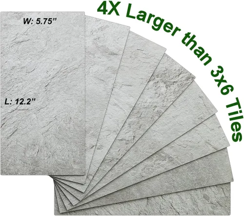 Miniatura 3 de AULIGET 20 piezas de azulejos de pared de piedra sintética ligera para despegar y pegar, 6 x 12 pulgadas, PVC para cocina, baño, lavandería, cámper