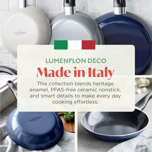 Miniatura 7 de Deco - Sartén antiadherente de 8 pulgadas, fabricada en Italia, cerámica de diamante, sin PFAS, apta para lavavajillas y utensilios de metal, Azul