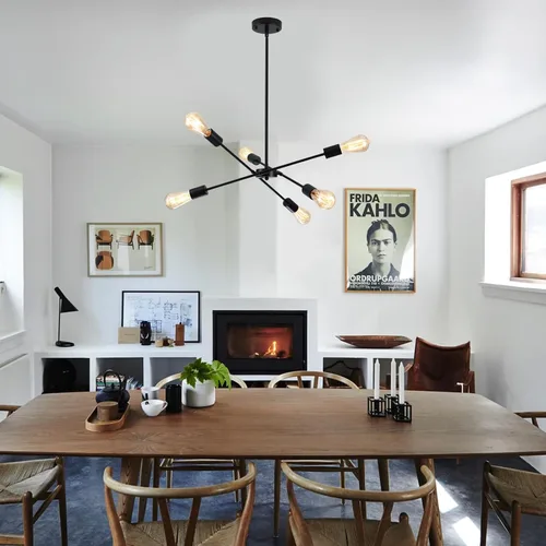 Miniatura 2 de Candelabros Sputnik - Moderna lámpara de techo Sputnik de 6 luces para sala de estar - Lámpara Sputnik industrial negra para comedor, dormitorio