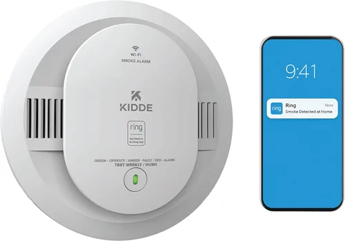 Miniatura 18 de Kidde Smart Smoke and Carbon Monoxide Detector, Ring App Enabled for Real-Time Notifications, Hardwired Alarm, AA Backup Battery
