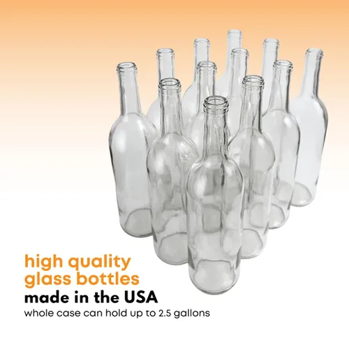 Miniatura 3 de FastRack - W5 Clear/Flint Burdeos botellas de vino, botellas vacías de 25.4 fl oz, 12 por caja y taponador portugués de doble palanca