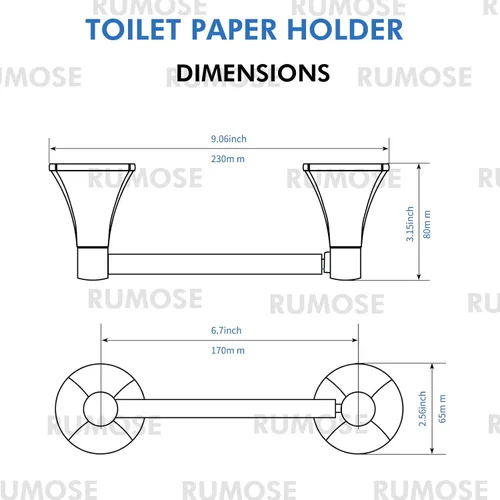 Miniatura 7 de RUMOSE Portarrollos de papel higiénico para baño, mango de tejido pivotante flexible en la pared, bronce aceitado frotado a prueba de óxido, acero