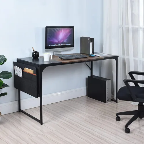 Miniatura 2 de FurnitureR Escritorio para computadora con bolsa de almacenamiento, escritorio de oficina en casa, escritorio de estudio, oficina, escritorio