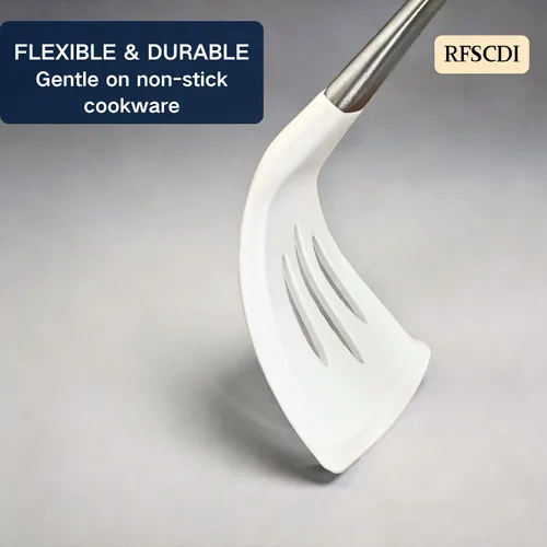 Miniatura 2 de Juego de utensilios de cocina de silicona blanca de alta calidad, no tóxicos, resistentes al calor, sin BPA, con espátula, cuchara, batidor y Blanco