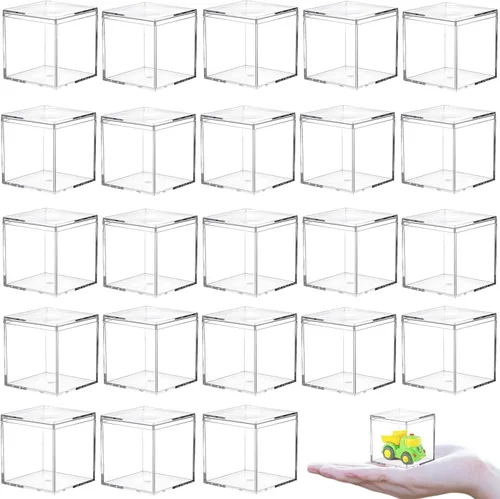 Miniatura 15 de KissYou Caja de acrílico para caramelos, cajas de exhibición transparentes con tapa de plástico pequeño, cubo cuadrado de plástico, caja