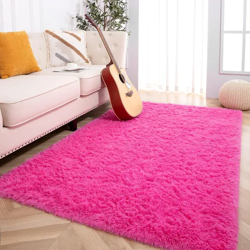 Miniatura 56 de Foxmas - Alfombra para centro de habitación, esponjosa y ultrasuave, para dormitorio, habitación de los niños, habitación del bebé, afelpada, Azul