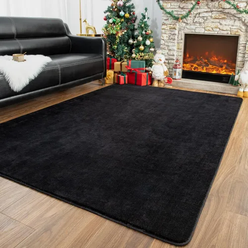 Miniatura 20 de Przemy Alfombras negras lavables para dormitorio, sala de estar, alfombra de pasillo de 2 x 6 pies, alfombra de interior de espuma viscoelástica