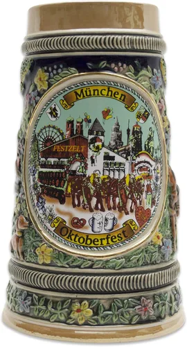 Miniatura 9 de OktoberfestHaus Bier Krug - Tazas de cerveza para hombre, jarra de cerámica con el castillo de Ludwig de Alemania, regalo para amantes