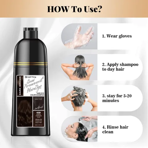 Miniatura 4 de Joyful Young Champú de tinte para el cabello 3 en 1, color vegano para canas, sin amoníaco para hombres y mujeres, coloración de barba y cabello