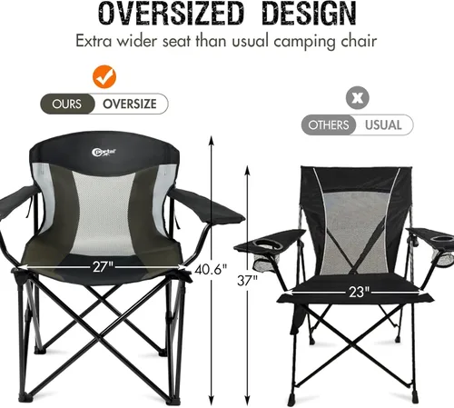 Miniatura 5 de PORTAL Silla plegable grande y alta de gran tamaño, portátil, resistente, plegable, XXL, para acampar al aire libre o adultos, soporta hasta 600