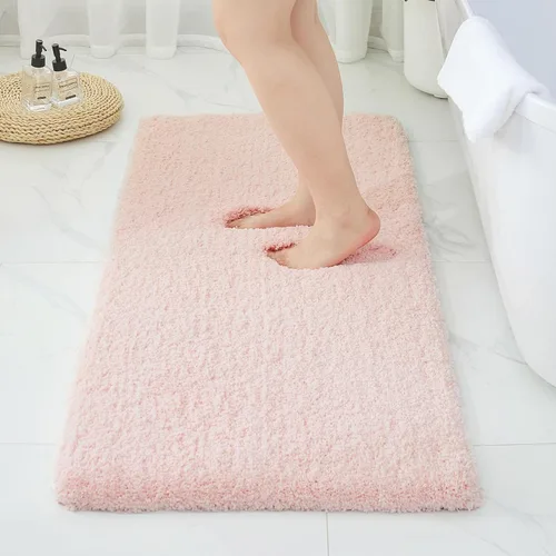 Miniatura 49 de Alfombras de baño antideslizantes, lavables, ultra gruesas, suaves, de microfibra absorbente, de látex de espuma de alta densidad, con respaldo Beige