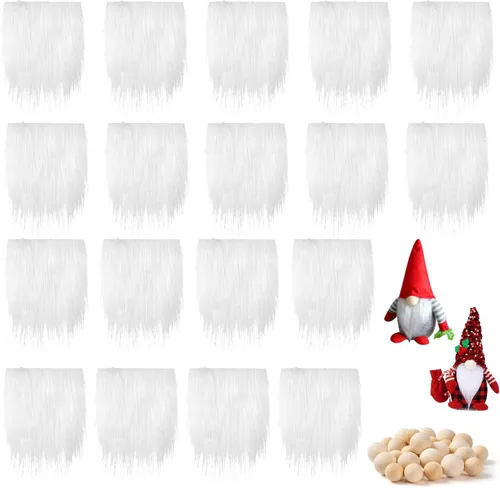 FFchuanhe Paquete de 18 barbas de gnomos para manualidades, juego de bolas de madera precortadas de tela de piel sintética, adecuado para Navidad,