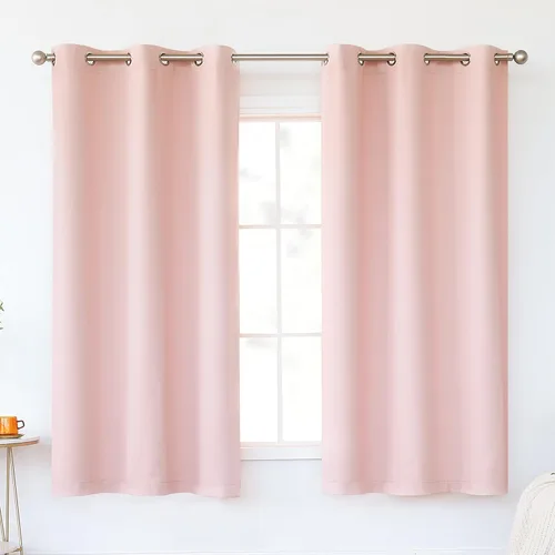 KEQIAOSUOCAI Cortinas rosa bebé de 63 pulgadas para habitación de niñas - Con aislamiento térmico que oscurece la habitación, cortinas de ventana