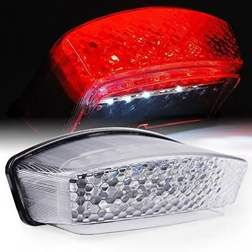 MT194 - Luz trasera LED transparente para motocicleta con indicadores de giro integrados compatibles con Ducati Monster 400/600 / 620/695 / 750/800