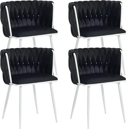 Miniatura 30 de Juego de 2 sillas de comedor de terciopelo, sillas tapizadas tejidas para sala de estar, sillas modernas de cocina y comedor, sillas decorativas