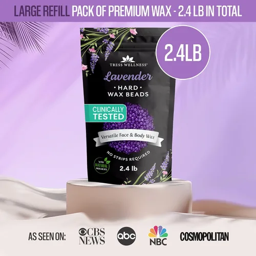 Miniatura 2 de Tress Wellness Cuentas de cera, seguras para la piel, probadas dermatológicamente, kit para bikini en casa, brasileño y cuerpo completo, lavanda