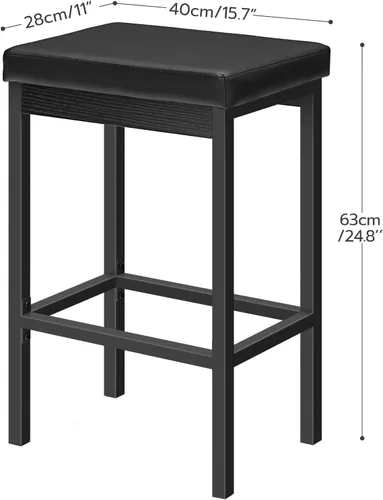 Miniatura 3 de HOOBRO Taburetes de bar, juego de 2 sillas de bar, taburetes de 24.8 pulgadas de altura, taburetes de desayuno, taburetes de cocina, tapicería de 2