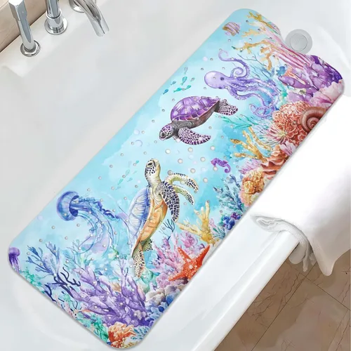 Miniatura 10 de Tapete de baño de sirena antideslizante, bonito tapete de baño de goma para bañera, tapete de baño para niños y niñas pequeñas, tapete de ducha