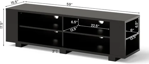 Miniatura 6 de KOTEK Soporte de TV de madera para televisores de hasta 65 pulgadas, mesa consola de TV con 8 estantes de almacenamiento abiertos, moderna mesa