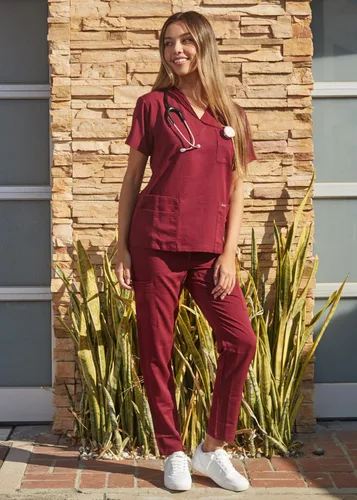Miniatura 5 de Conjunto de uniforme sanitario Dagacci unisex, con cuello en V, súper elástico, conjunto de uniforme