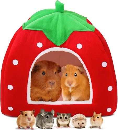 Miniatura 8 de Cama de conejillo de indias, acogedor escondite de conejo con forro polar cálido, lavable, taza para acurrucarse, casa de invierno para mascotas
