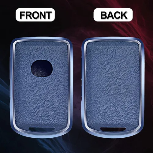 Miniatura 2 de Funda de cuero azul y marco de aluminio compatible con Mazda 3 6 CX-30 CX-5 CX-9 3/4 botón sin llave