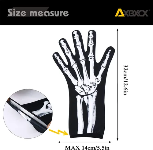 Miniatura 4 de AXBXCX Guantes de esqueleto de dedo completo para muñeca, guantes de baile largos de Halloween